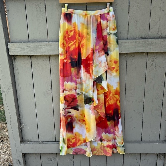 Alice + Olivia Floral Print Gemma Faux Wrap Maxi Skirt Size 2 Bohemian Summer - Picture 1 of 6